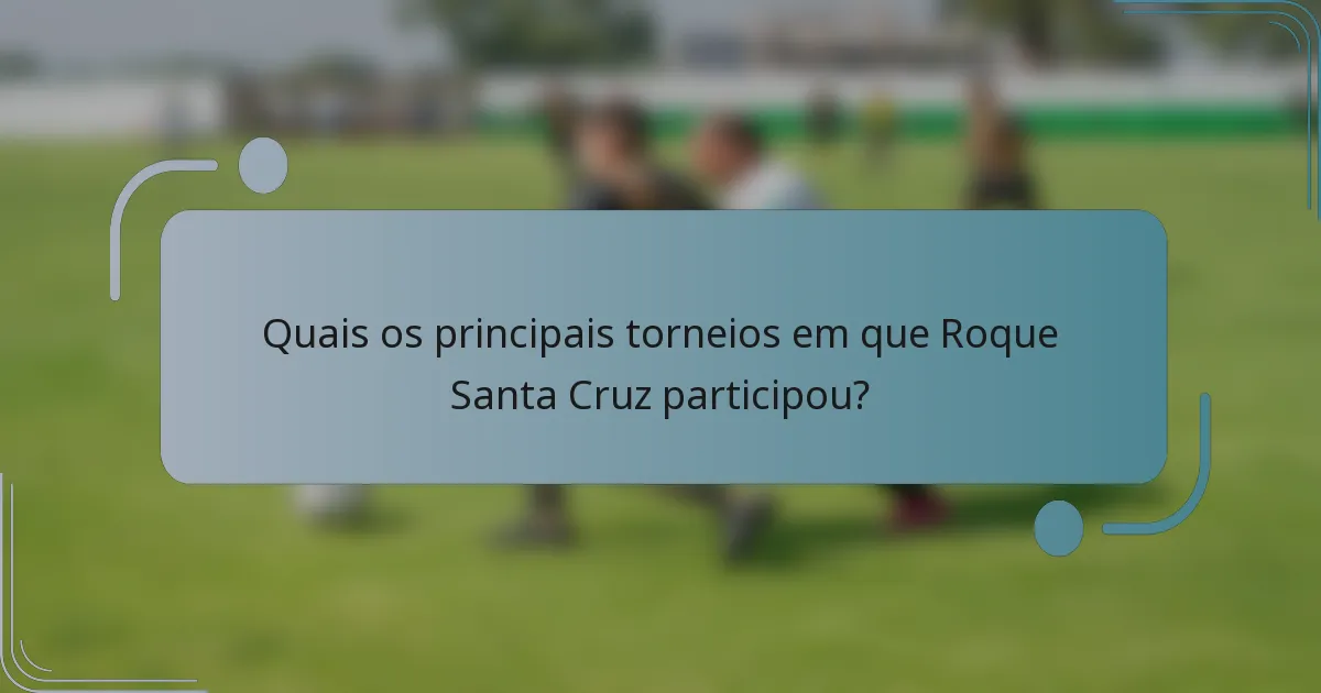 Quais os principais torneios em que Roque Santa Cruz participou?