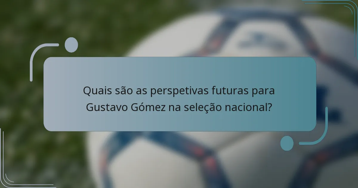 Quais são as perspetivas futuras para Gustavo Gómez na seleção nacional?